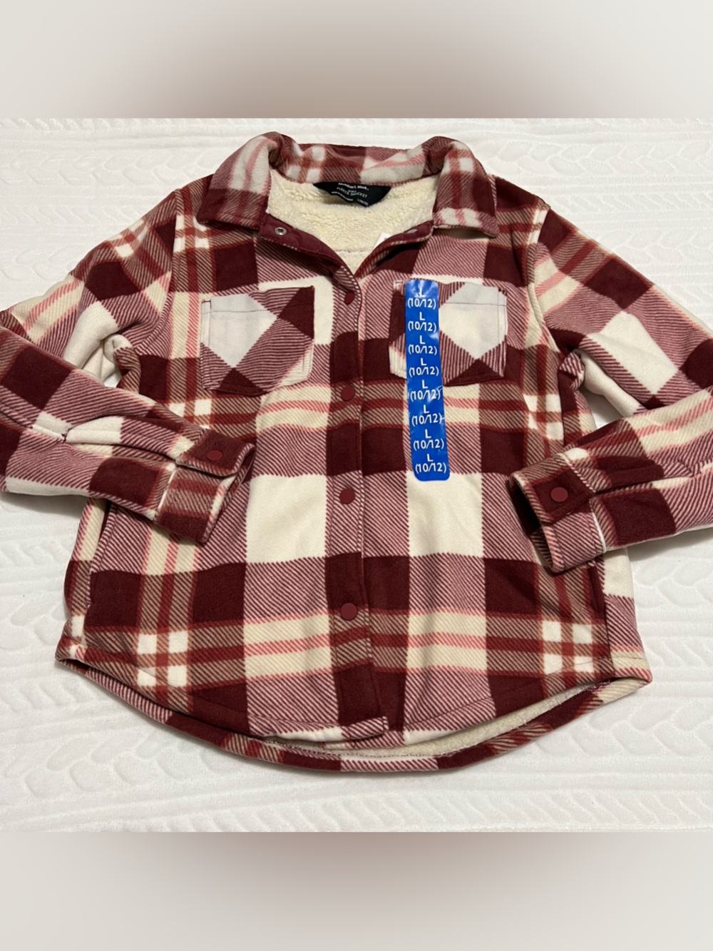 💗 *NEW* Member’s Mark - Girls' Plaid Sherpa-Lined Button-Up Shirt Jacket